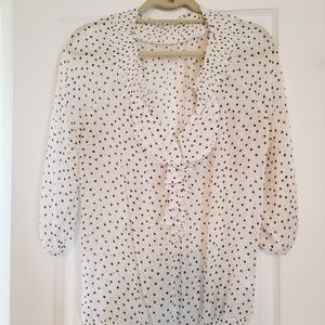 Sheer, three quarter sleeve blouse